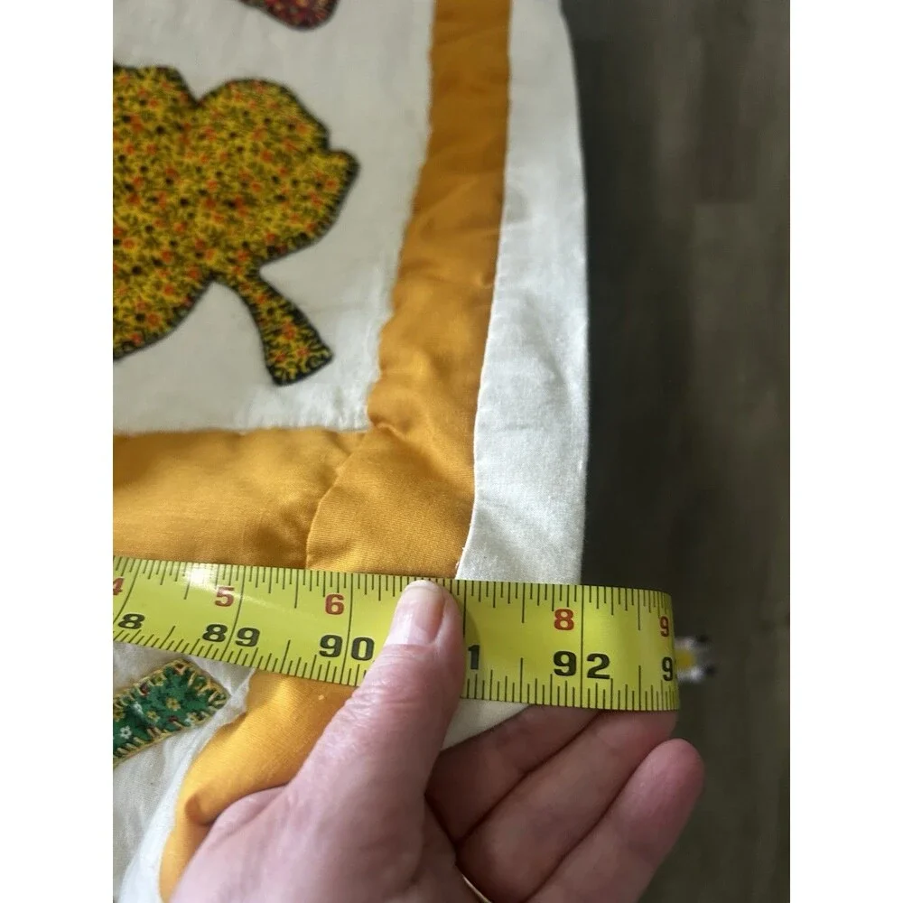 Handmade Fall Autumn Leaf Patchwork Quilt 73x92 Vtg Twin -Queen Throw Rustic